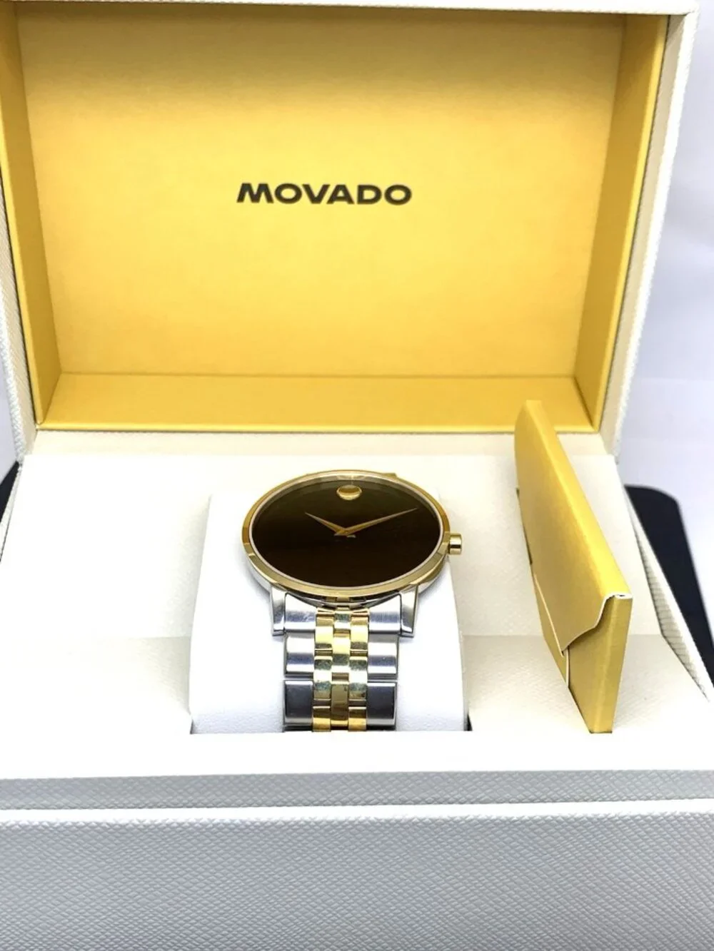 Movado Men's Watch 0607200 Museum Swiss Quartz Black Dial Two Tone Steel 40mm